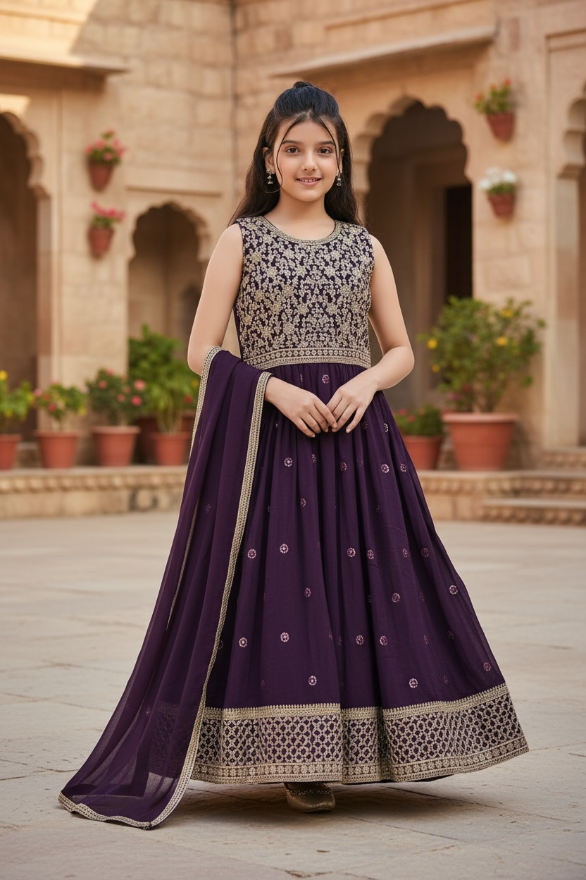 Size 38: kids / girls Anarkali set by Kurti Connection USA