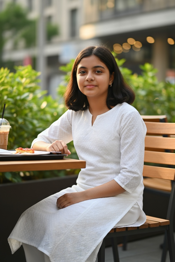 Cotton white Kurti for kids by Kurti Connection USA