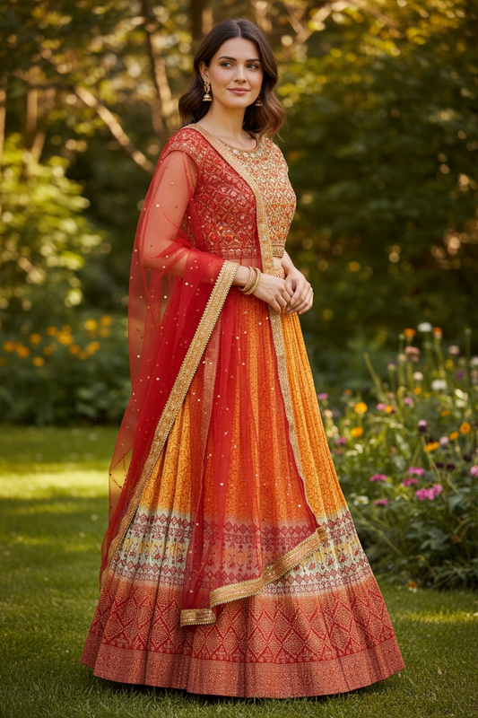 Bandhani print Lehenga choli set by Kurti Connection USA