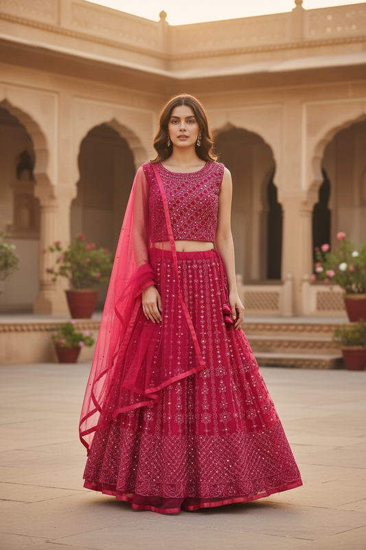 Pink lehenga Choli set by Kurti Connection USA