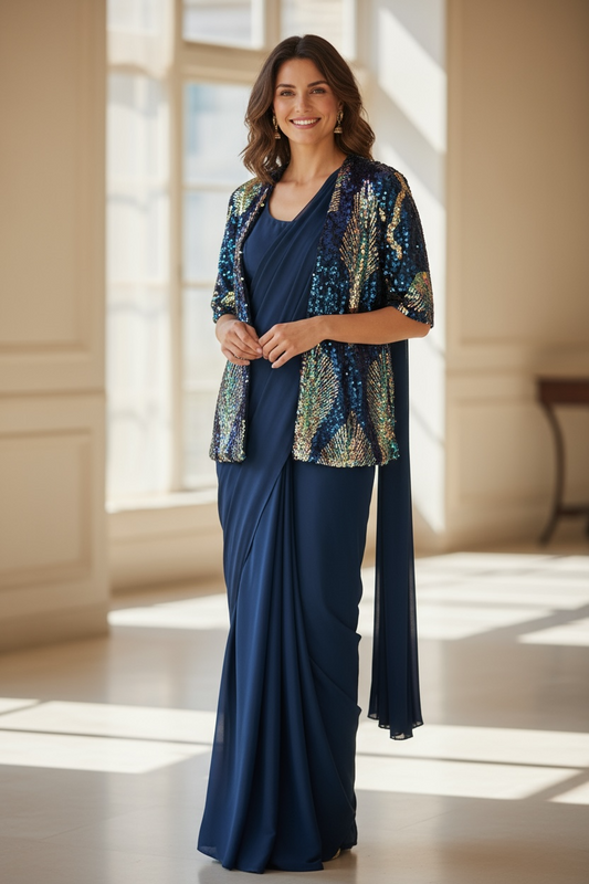 Readymade saree with jacket by Kurti Connection USA