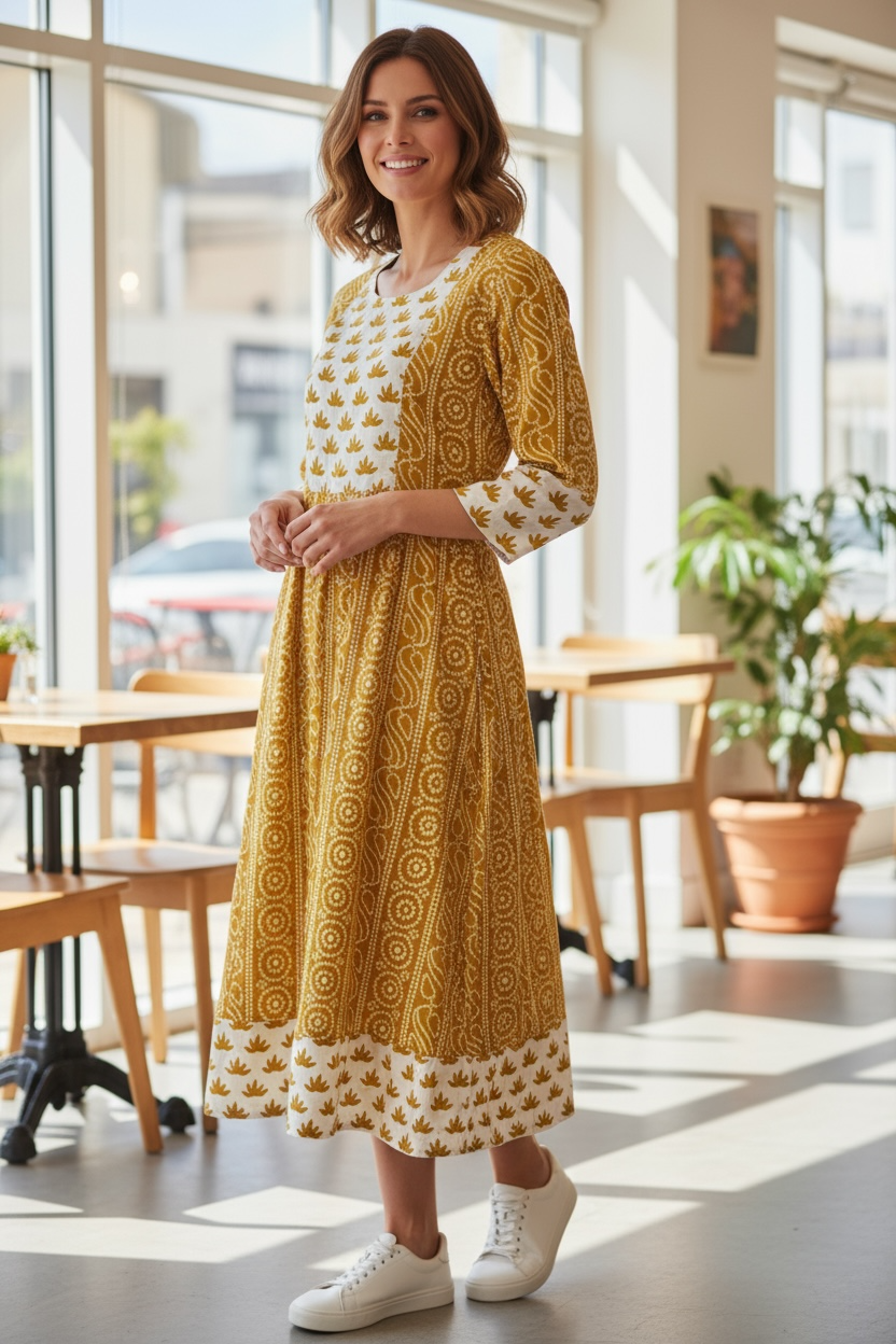 Cotton long kurti by Kurti Connection USA