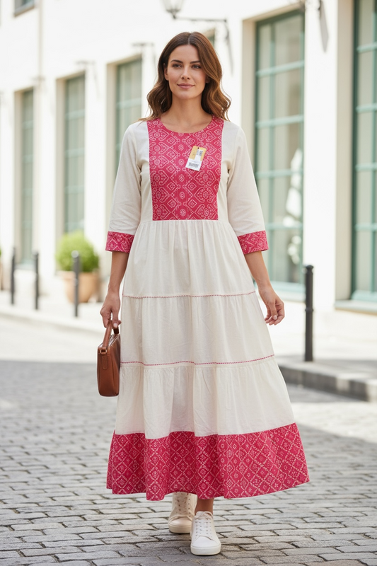 Off white long kurti by Kurti Connection USA