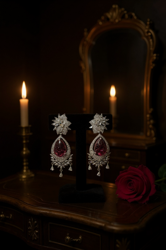 Pink stone earrings by Kurti Connection USA