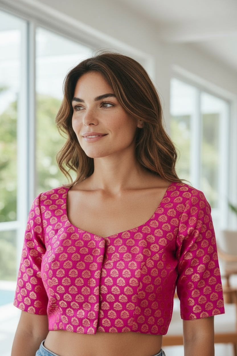 Dark pink blouse by Kurti Connection USA
