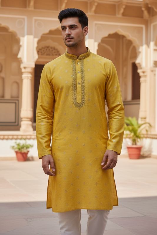 Silk kurta pajama set by Kurti Connection USA