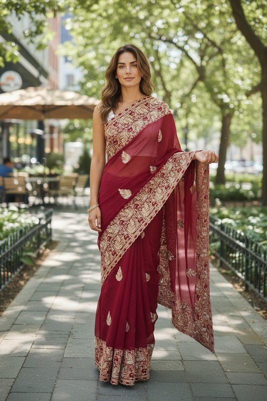 Heavy party wear saree by Kurti Connection USA
