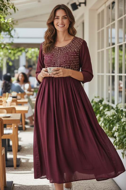 Vichitra silk long kurti by Kurti Connection USA