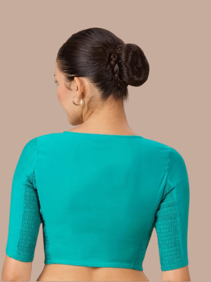Strechable blouse : teal blue by Kurti Connection USA