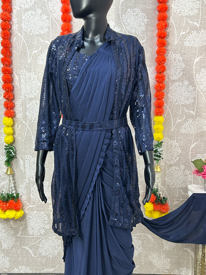 Readymade saree with blouse and shrug - Kurti Connection USA