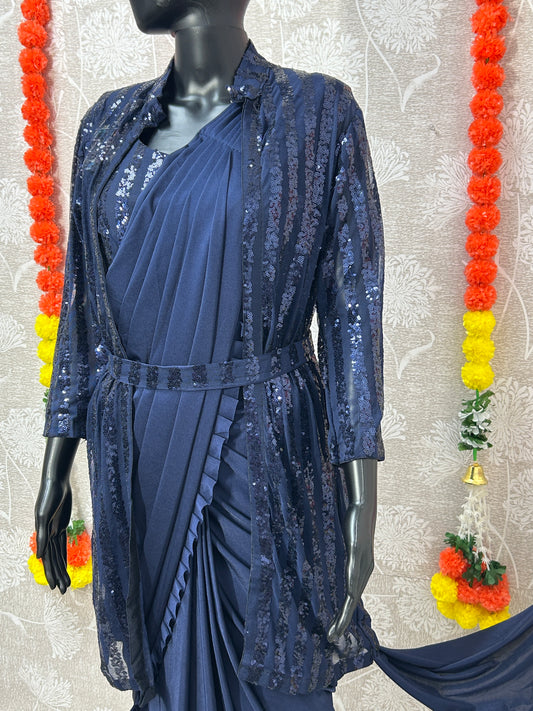 Readymade saree with blouse and shrug - Kurti Connection USA