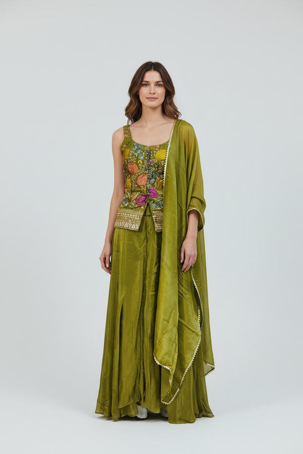 Chinon silk sharara suit by Kurti Connection USA