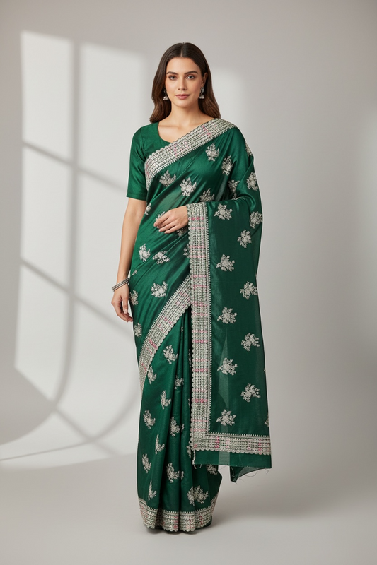 Party wear saree : best for wedding functions by Kurti Connection USA