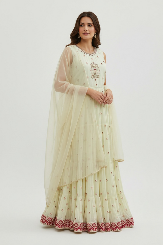 Chiffon long Kurti : Anarkali set by Kurti Connection USA