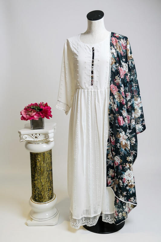 Chiffon long Kurti with dupatta by Kurti Connection USA