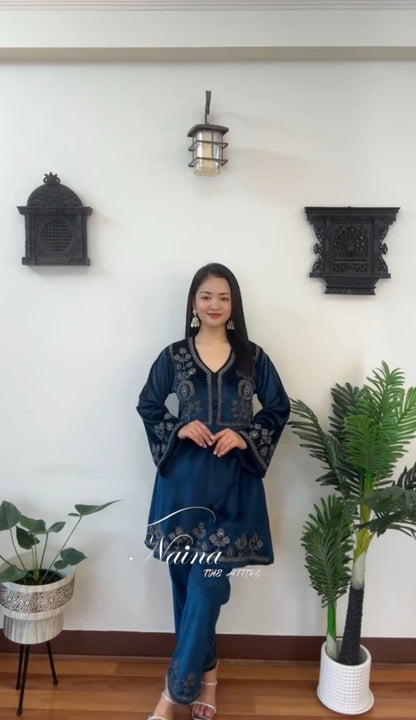 Velvet salwar suit / Co ord set by Kurti Connection USA