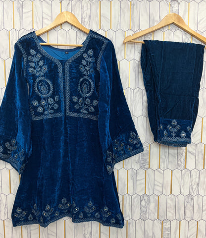 Velvet salwar suit / Co ord set by Kurti Connection USA