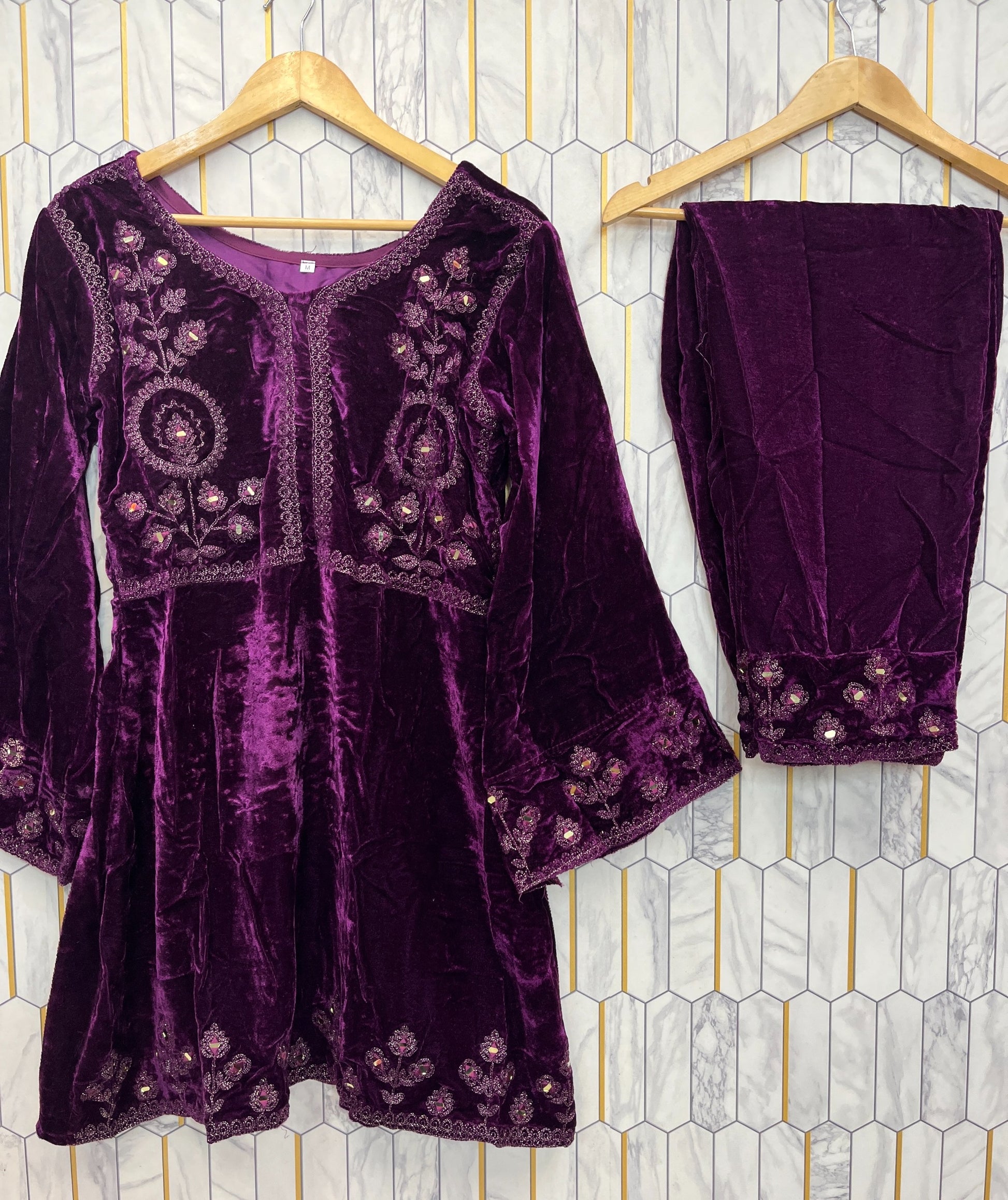 Velvet salwar suit by Kurti Connection USA