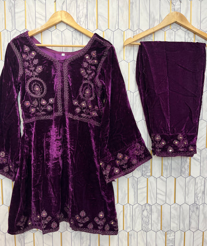 Velvet salwar suit by Kurti Connection USA