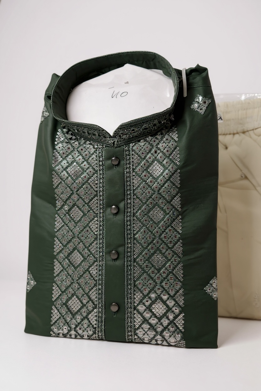 Green : Kurta pajama set by Kurti Connection USA