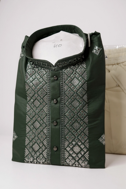 Green : Kurta pajama set by Kurti Connection USA