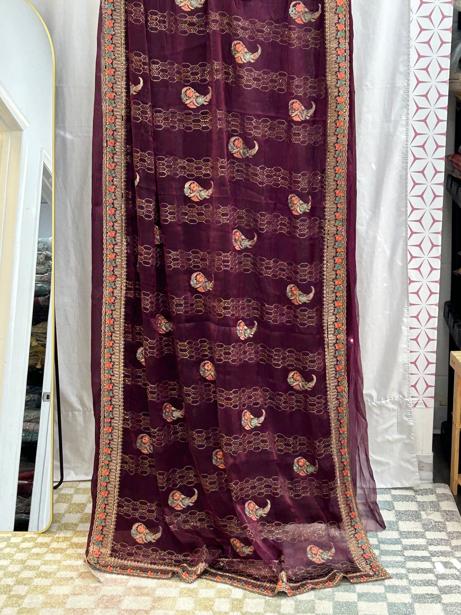 Chiffon silk saree : cocktail saree - Kurti Connection USA