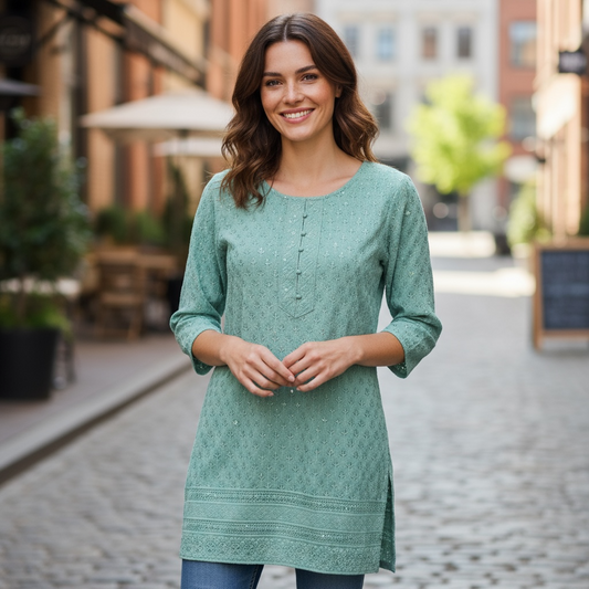 Chikankari short kurti/ tunic - Kurti Connection USA