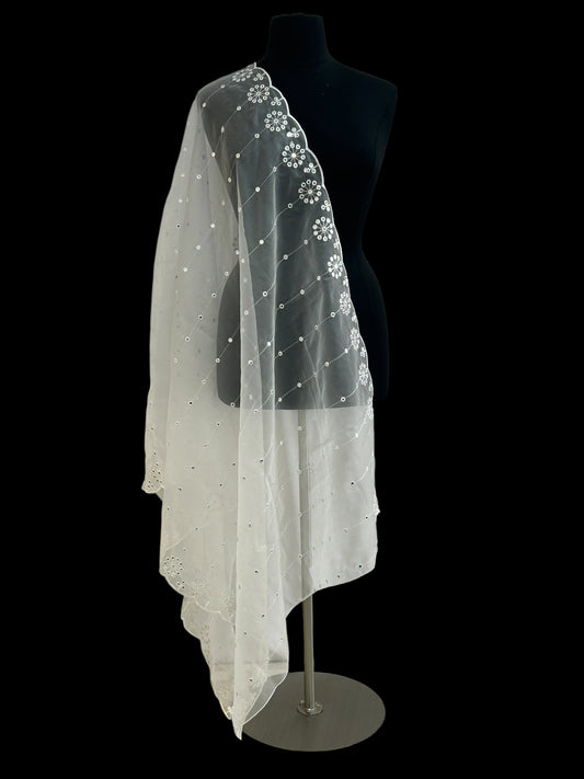 White organza dupatta - Kurti Connection USA