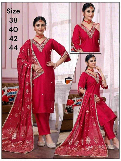 Silk party wear Suit / comes with pant and dupatta