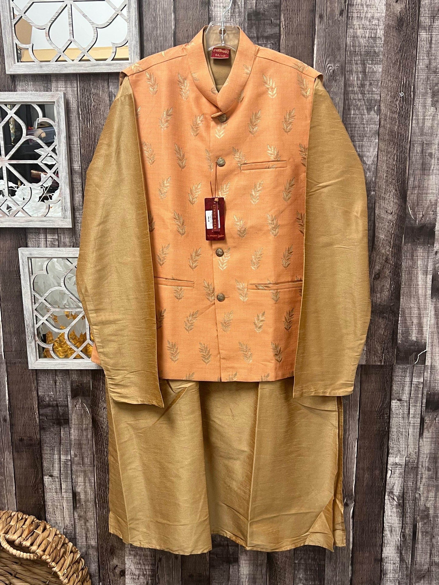 Kurta pajaama set with jacket - Kurti Connection USA