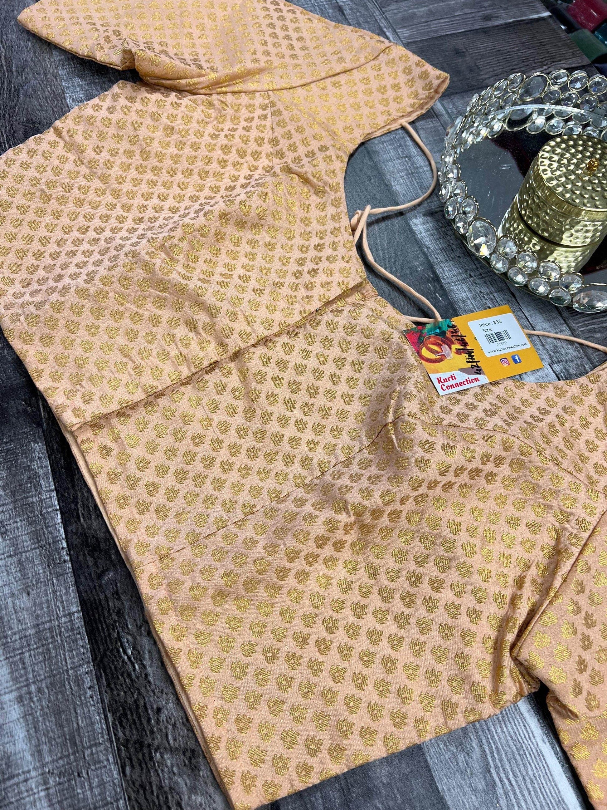 Silk blouse | light peach - Kurti Connection USA