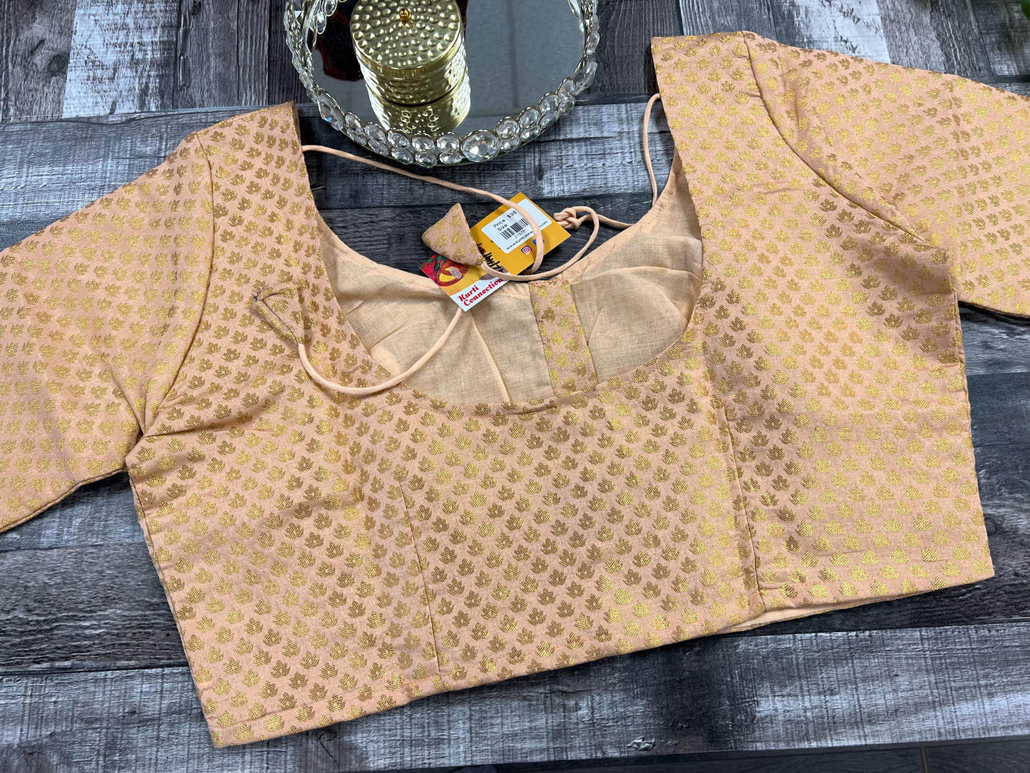 Silk blouse | light peach - Kurti Connection USA