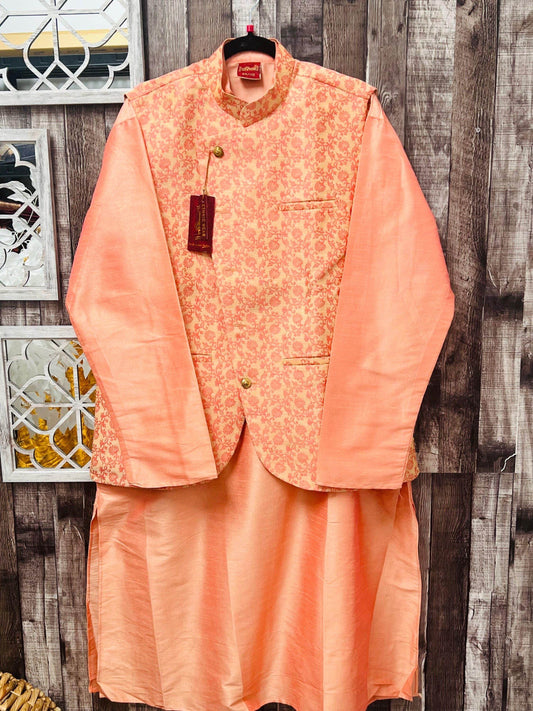 Three piece set | silk kurta pajama set - Kurti Connection USA