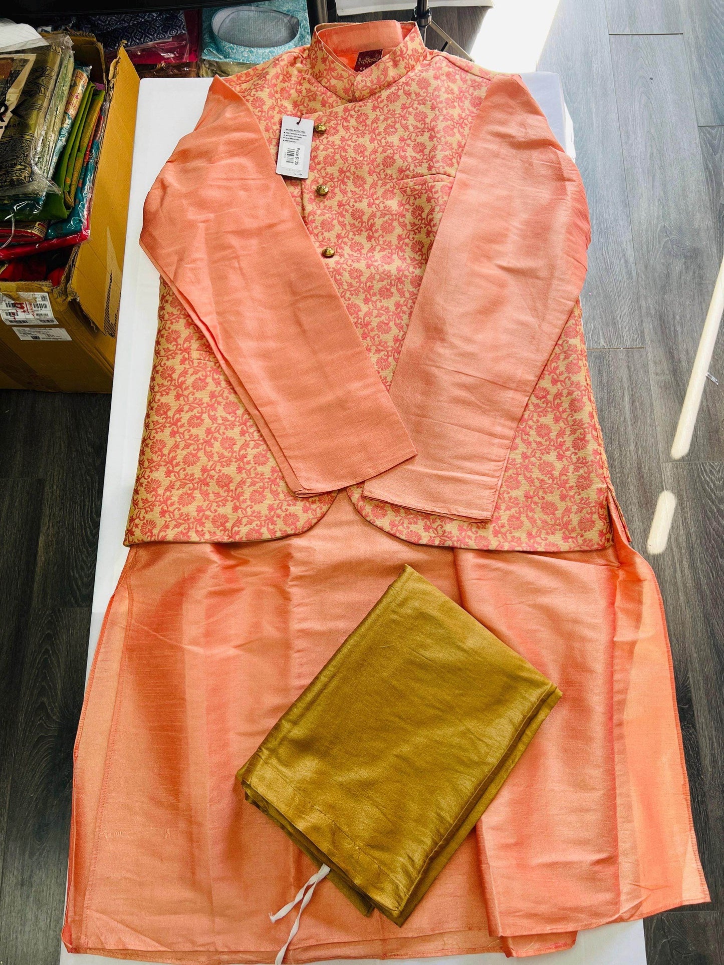 Three piece set | silk kurta pajama set - Kurti Connection USA