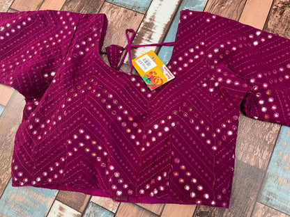 Georgette mirror work blouse - Kurti Connection USA