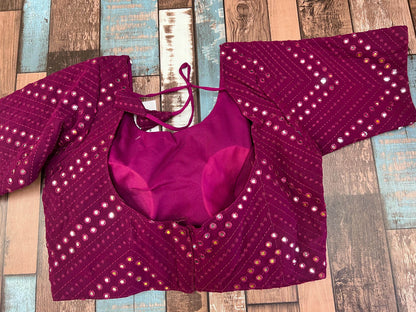 Georgette mirror work blouse - Kurti Connection USA