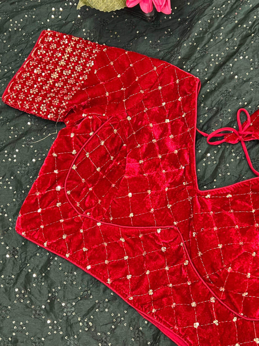 velvet blouse - Kurti Connection USA