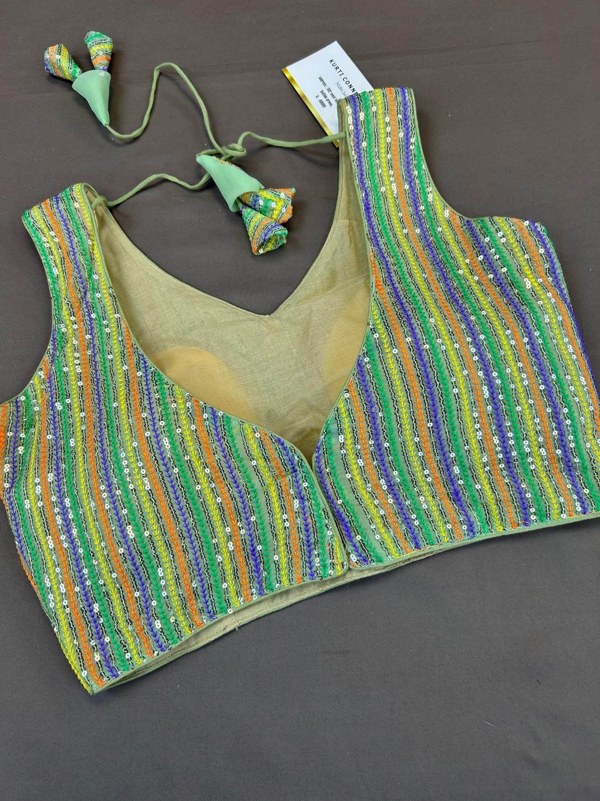 Sequin work blouse - Kurti Connection USA