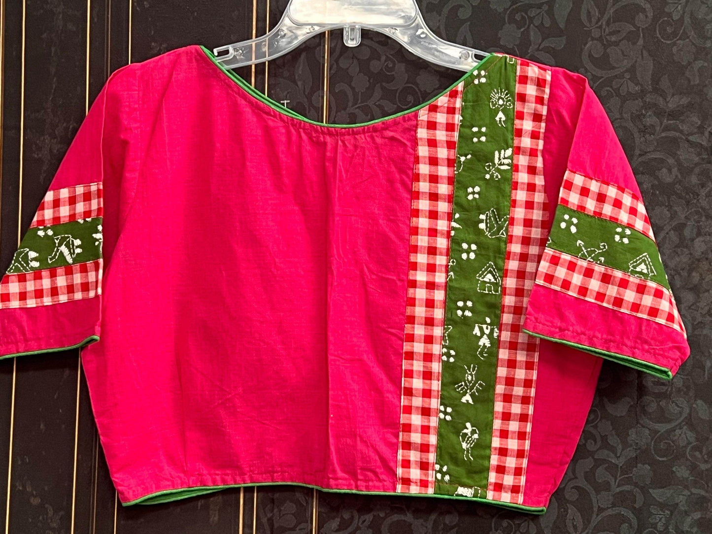 Dark pink cotton blouse - Kurti Connection USA
