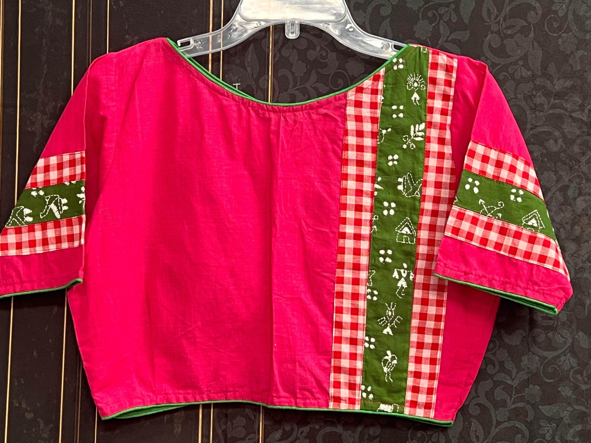 Dark pink cotton blouse - Kurti Connection USA