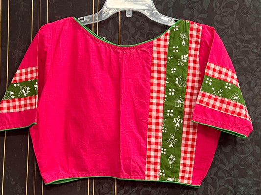 Dark pink cotton blouse - Kurti Connection USA