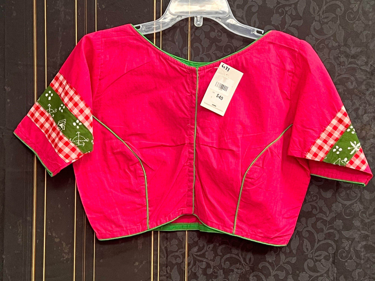 Dark pink cotton blouse - Kurti Connection USA