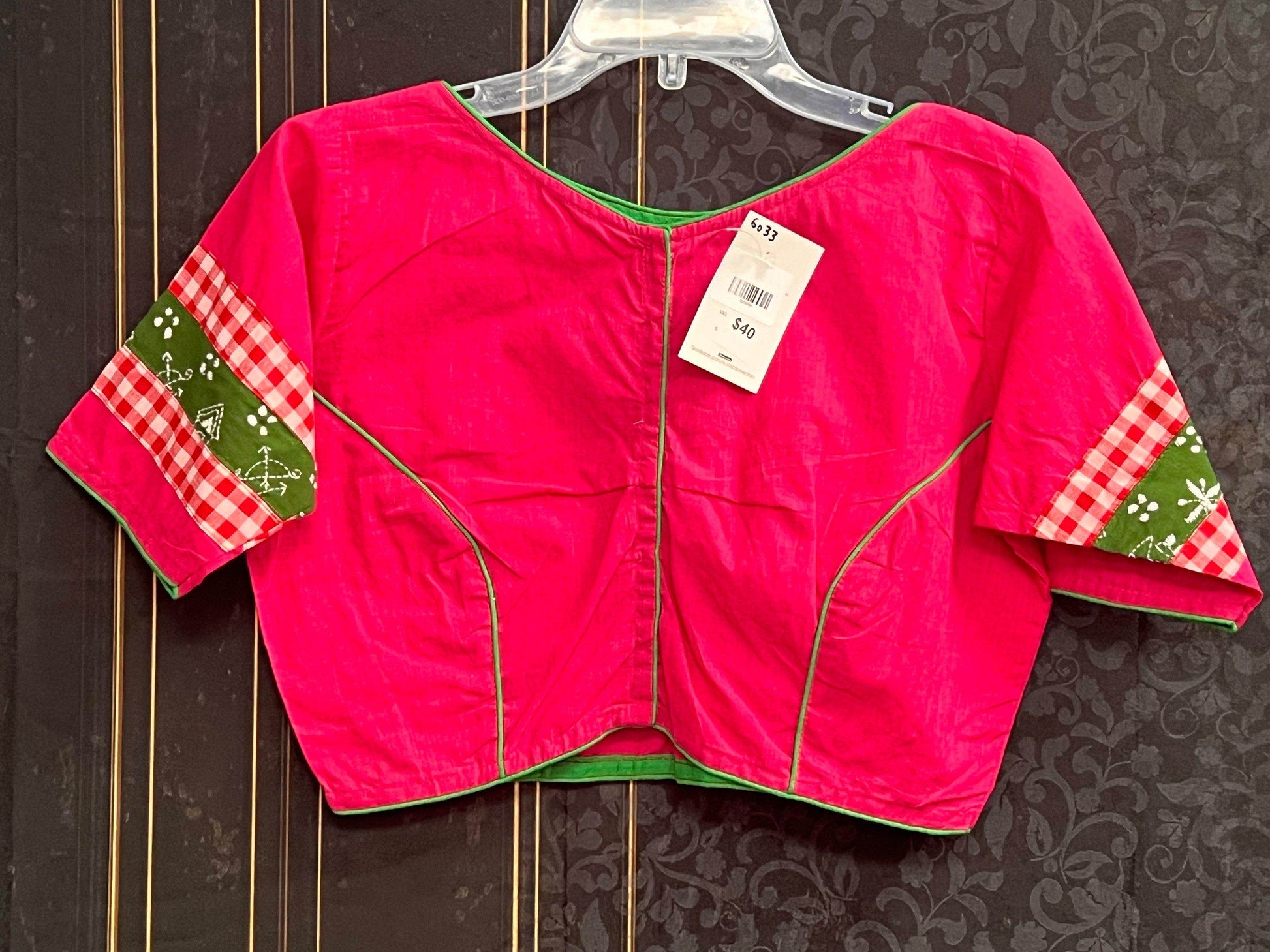 Dark pink cotton blouse - Kurti Connection USA