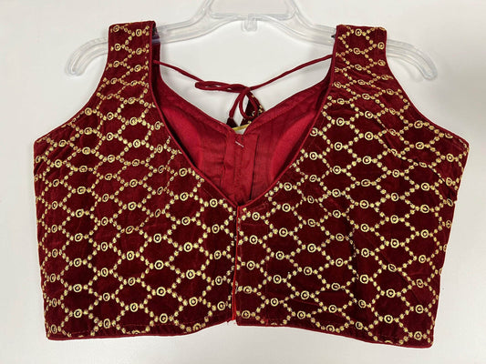 2173 Maroon velvet blouse | readymade blouse for saree - Kurti Connection USA