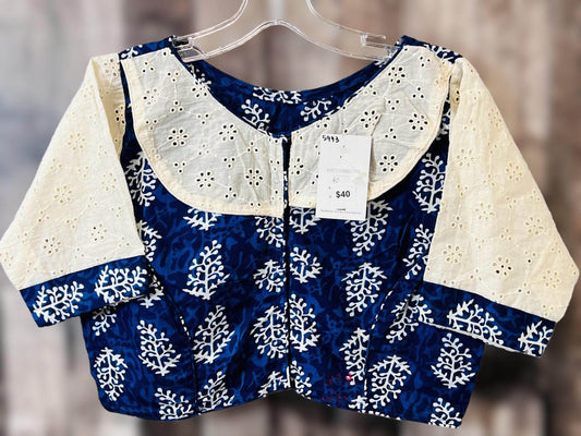 5993 soft cotton blouse| indigo blue blouse for saree - Kurti Connection USA