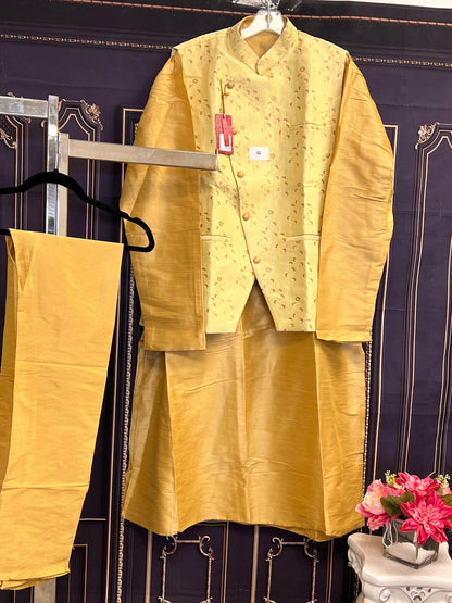 Three piece kurta set : with jacket - Kurti Connection USA