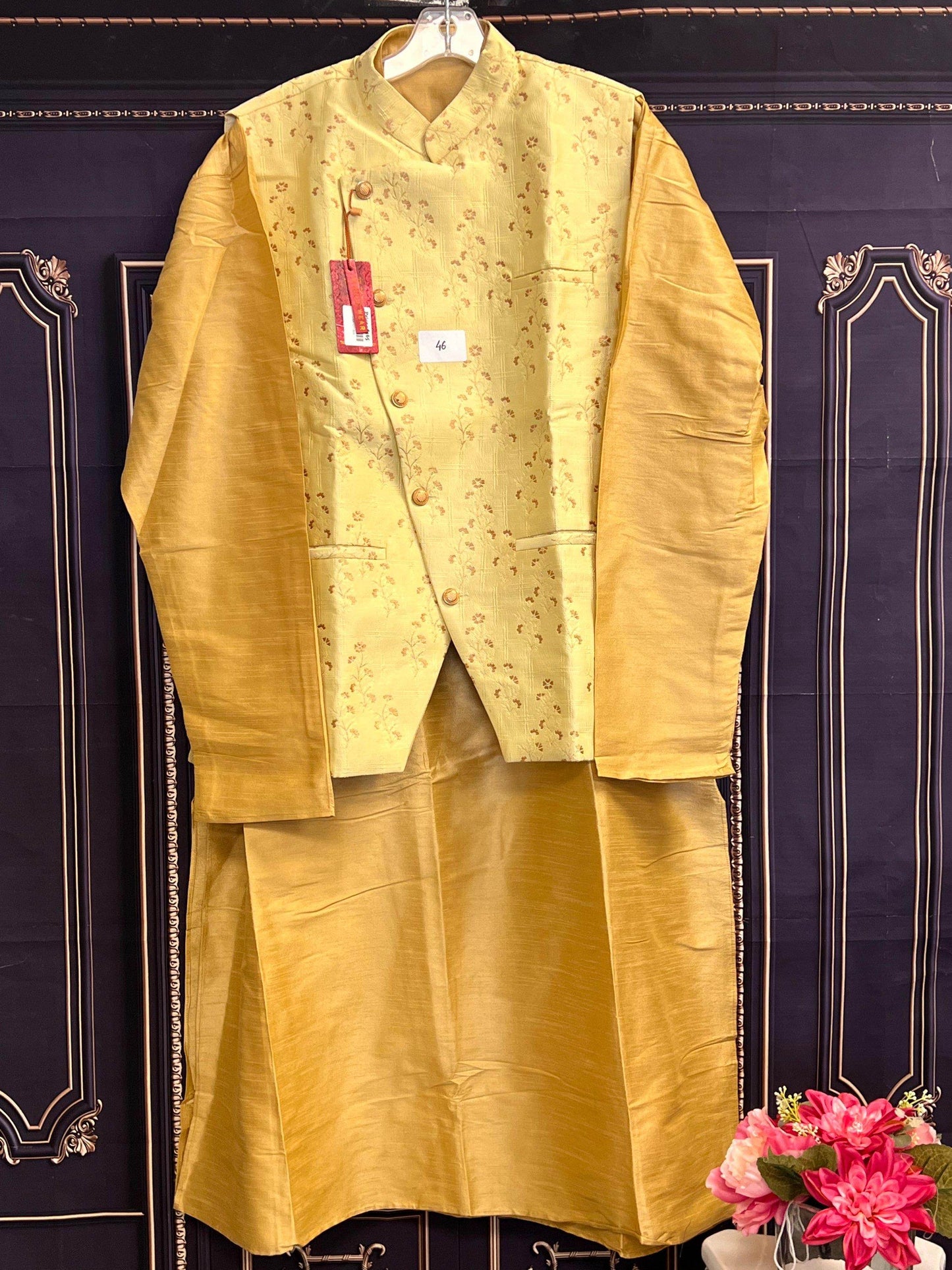 Three piece kurta set : with jacket - Kurti Connection USA