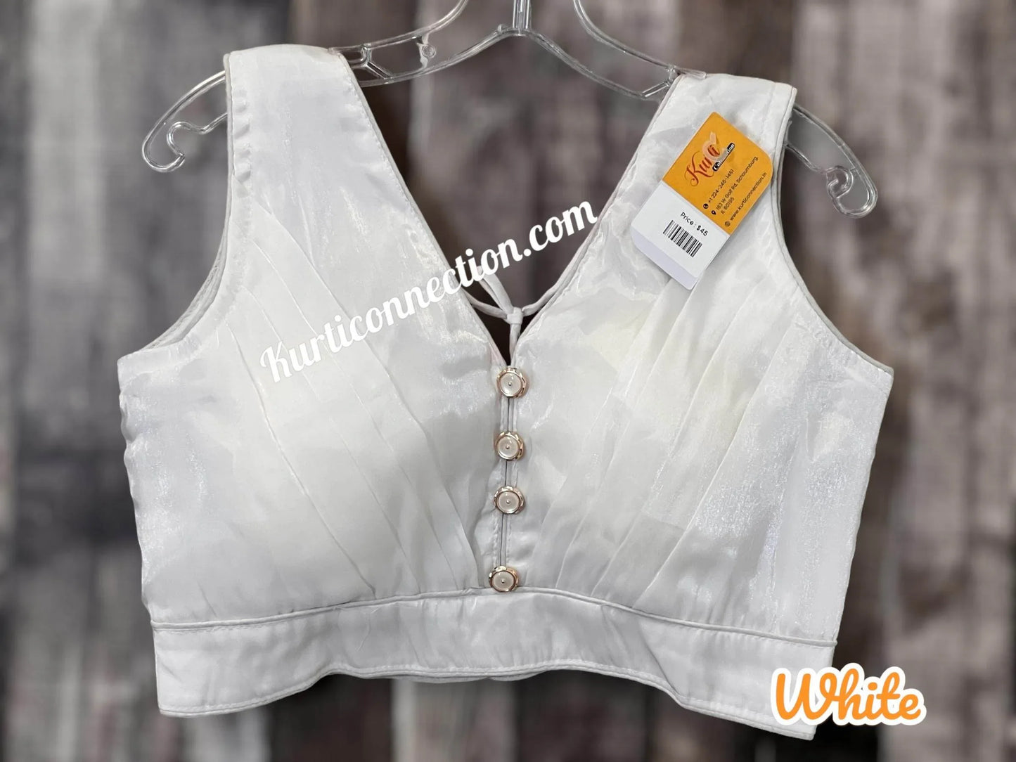 Satin silk blouse - Kurti Connection USA