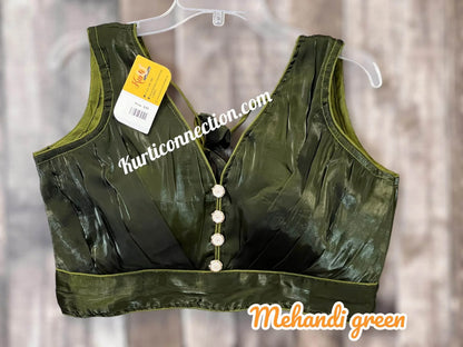 Satin silk blouse - Kurti Connection USA
