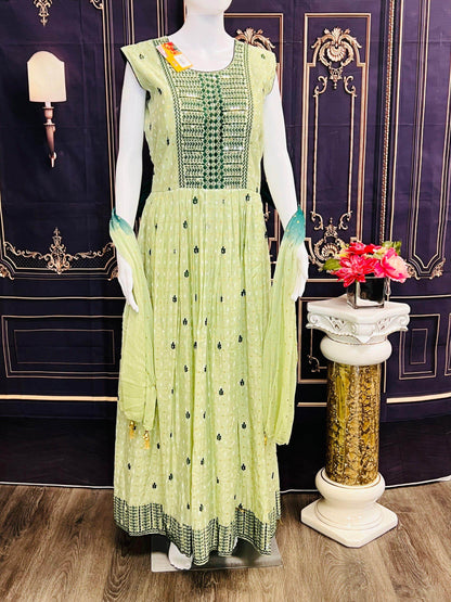 Chanderi cotton long kurti - Kurti Connection USA